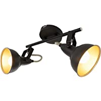 Los mejores  - Briloner Leuchten - Lámpara de techo- diseño retro - vintage- iluminación de salón- con 2 luces- E14- máx. 40 W- negro…